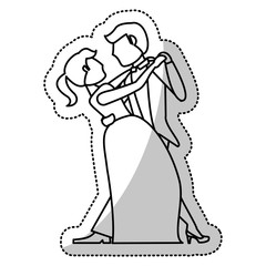 couple wedding dancing romantic outline vector illustration eps 10
