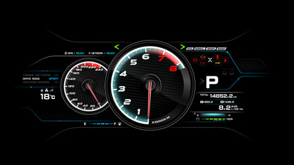 Obraz premium Deska rozdzielcza samochodu ilustracji wektorowych eps 1004