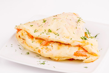 omelet eggs with ham and vegetables
