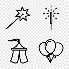 Set of 4 carnival outline icons