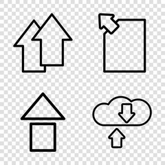 Set of 4 upload outline icons