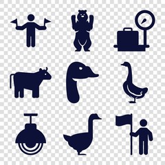 Set of 9 standing filled icons
