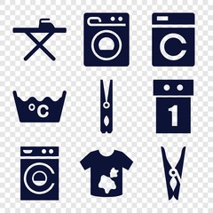 Set of 9 washing filled icons