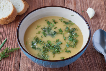 Homemade  pea soup with greens