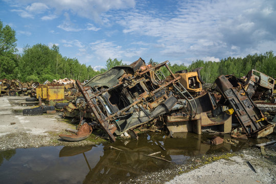 the radioactive cemetery of vehicles, chernobyl, ukraine