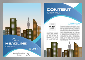 Vector flyer, corporate business, annual report, brochure design and cover presentation with blue wave.