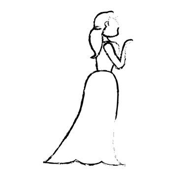 portrait woman bride image sketch vector illustration eps 10