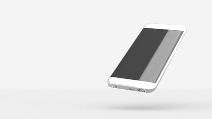 Phone Mock UP In White Studio Environment, Black Screen, Right side rotated position, 3D Illustration