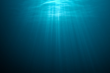 3D rendered illustration of light rays underwater.