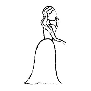 portrait woman bride image sketch vector illustration eps 10