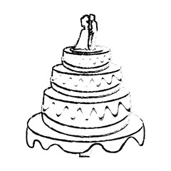 wedding cake couple dessert sketch vector illustration eps 10