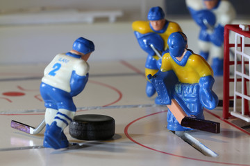 Fototapeta premium attack ice hockey.attack ice hockey match, table game macro shot.