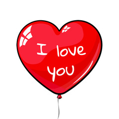 red heart shaped balloon. labeled I love you. love, March 8, Valentine's Day.
