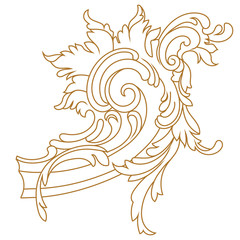 Golden vintage baroque ornament, corner. Retro pattern antique style acanthus. Decorative design element filigree calligraphy vector. - stock vector