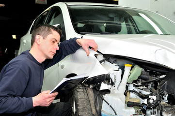 Insurance inspector at work.