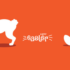 Happy Easter cute cartoon bunny and fun text greeting card or poster design. Easter invitation template. EPS 10 vector.