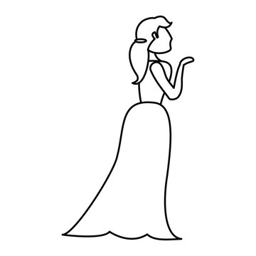portrait woman bride image outline vector illustration eps 10