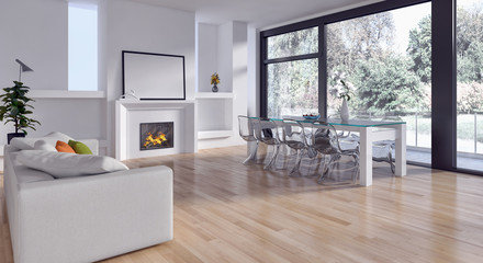 Modern living room. 3D rendering