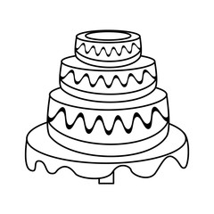 wedding cake dessert outline vector illustration eps 10
