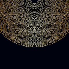 Vector vintage floral decorative ornaments for design invitation card, booklet, print. Gold and blue.