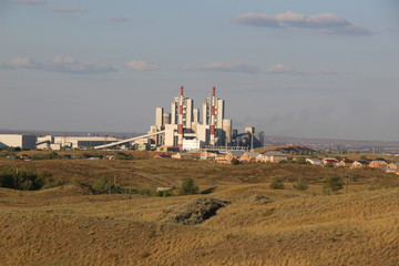 Fototapeta na wymiar a large plant for the production of cement in Orenburg region