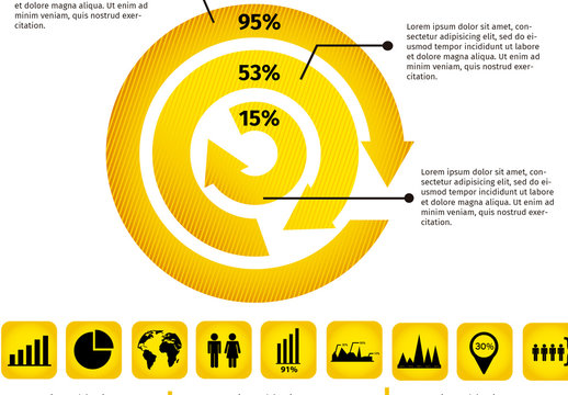 Yellow Circular Arrows Business Infographic Template