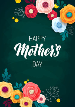Mother's Day Greeting Card. Confetti and Floral Background.