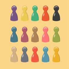 Lovely big set of colorful game pieces. Gaming chips for table games. Retro vector