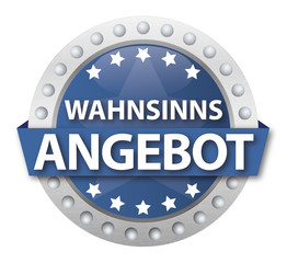 Button Wahnsinnsangebot, blau