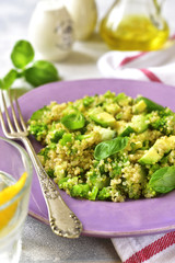 Quinoa salad with green vegetables.