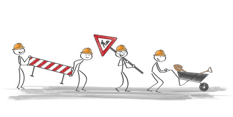 Strichmännchen / Baustelle / Vektor