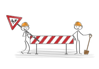 Strichm&auml;nnchen / Baustelle / Vektor
