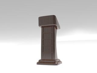 Render 3d. White Podium Tribune Rostrum on Isolated background