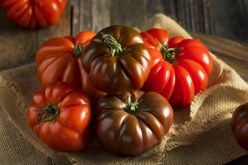 Raw Organic Red and Brown Heirloom Tomatoes