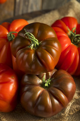 Raw Organic Red and Brown Heirloom Tomatoes