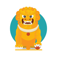 Vector illustration of a Chinese guardian lion or imperial guardian lion also known as Foo Dog or Japanese Komainu, Korean Xiezhi or Haetae.
