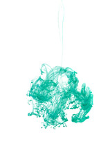Abstract image of green ink in water.