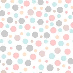 Seamless vector party pattern with different sizes dots. Backdrop, wrapping, fabric design.