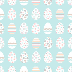 Easter seamless pattern with white chicken eggs. Perfect for wallpaper, gift paper, pattern fills, web page background.