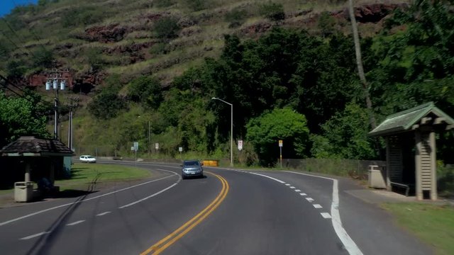 Scenic volcanic mountain pass in Oahu Hawaii North Shore