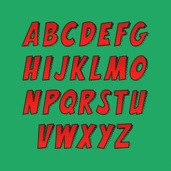Creative font. Vector alphabet collection set in the style of comics and pop art.