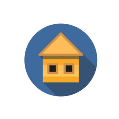 Flat house icon. Question with a long shadow. Icon in the circle.