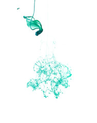 Abstract image of green ink in water.