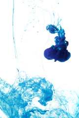 Abstract image of blue ink in water.