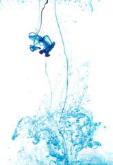 Abstract image of blue ink in water.