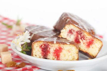Sponge chocolate cake with jam