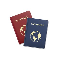 Blue and red passport