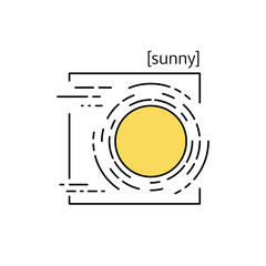 line vector icons with symbol weather. Isolated sun icon. Clear sunny weather. Suitable for website design and mobile app