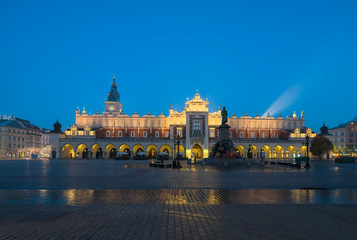 Cracow (Krakow), Poland - The Main Square with the Cloth Hall (Sukiennice) at Night