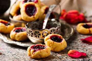 cookies with blackcurrant jam..style rustic